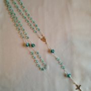 sterling/aqua/Murano rosary long