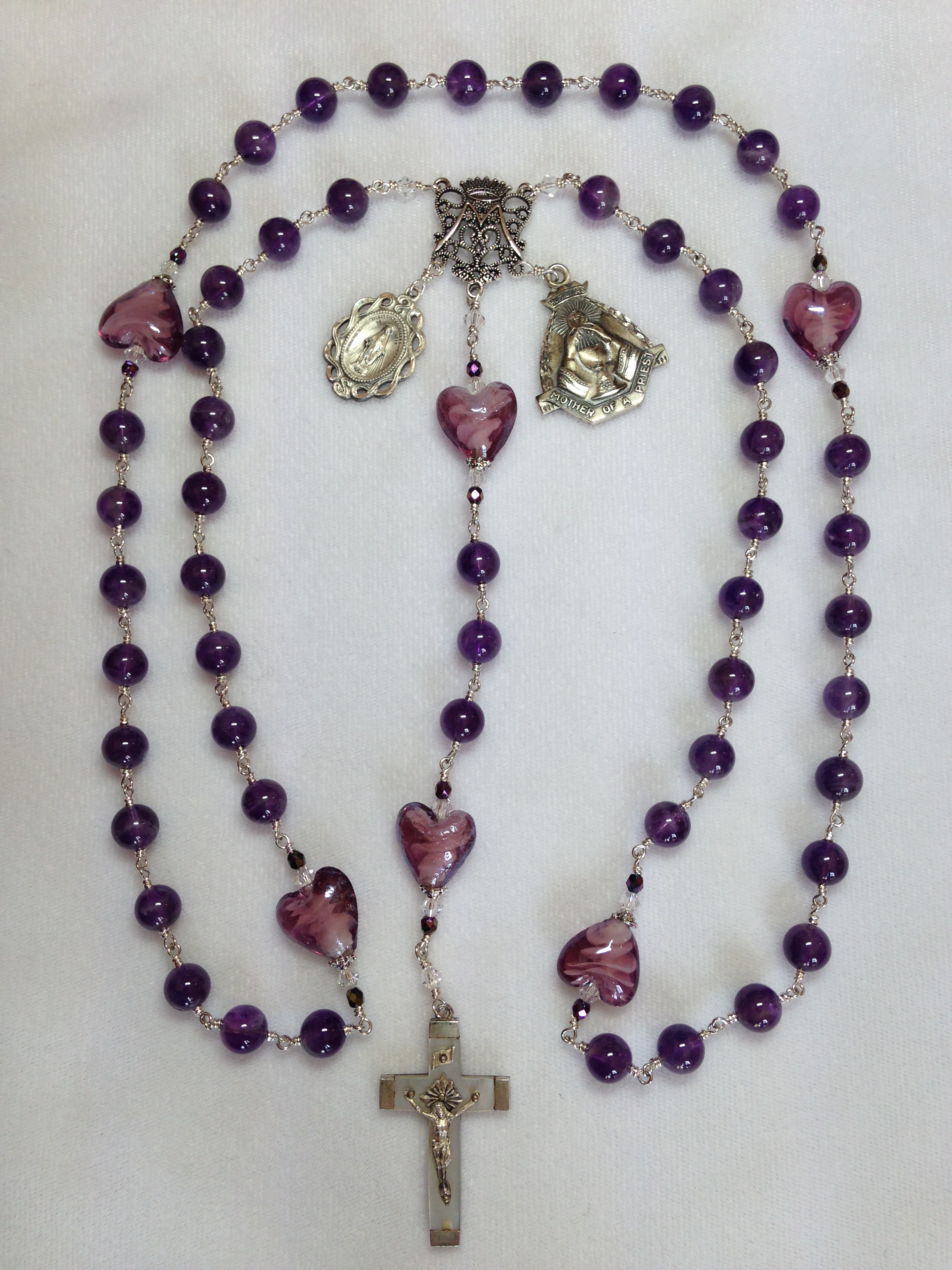 “Mother of a Priest” customized amethyst rosary, Op.32 – Flower of ...